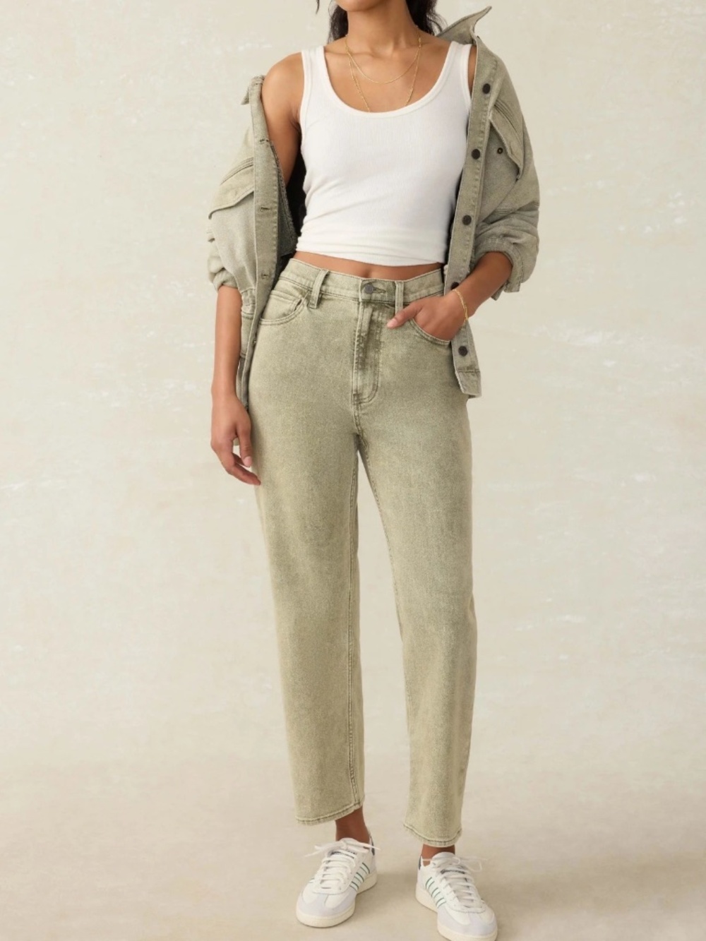 Slim Straight Sunwashed Denim - Olive Hazel Wash